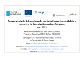 Convocatoria de Subvencións do Instituto Enerxético de Galicia a proxectos de Enerxías Renovables Térmicas, ano 2021